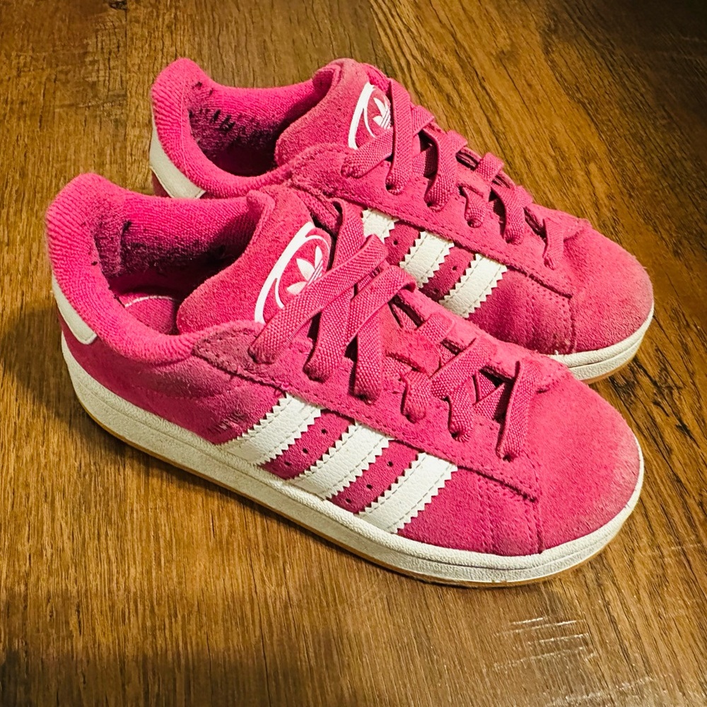 Adidas Campus Kids Fuchsia and White Sneakers